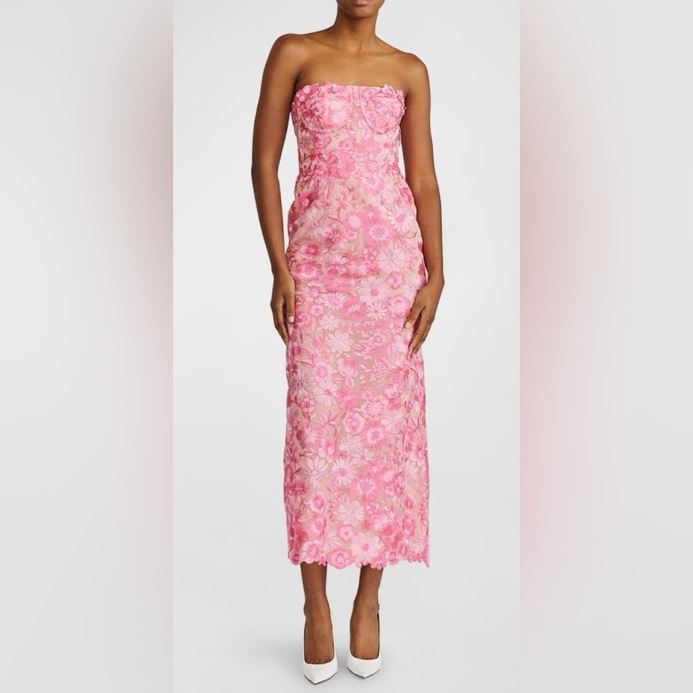Zac Posen Pink Floral Midi Dress